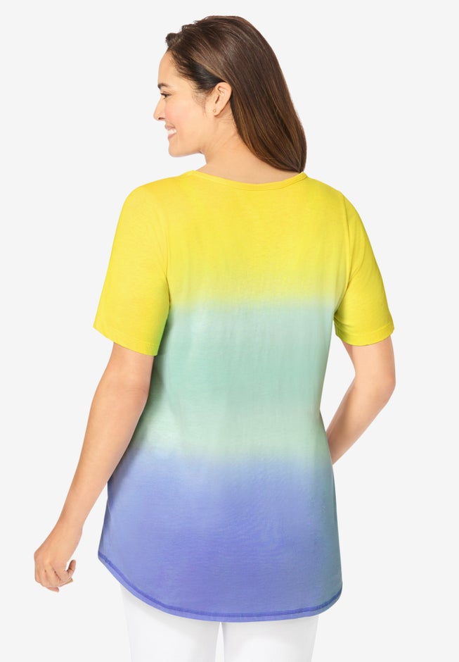 Short-Sleeve V-Neck Shirred Tee image number 2