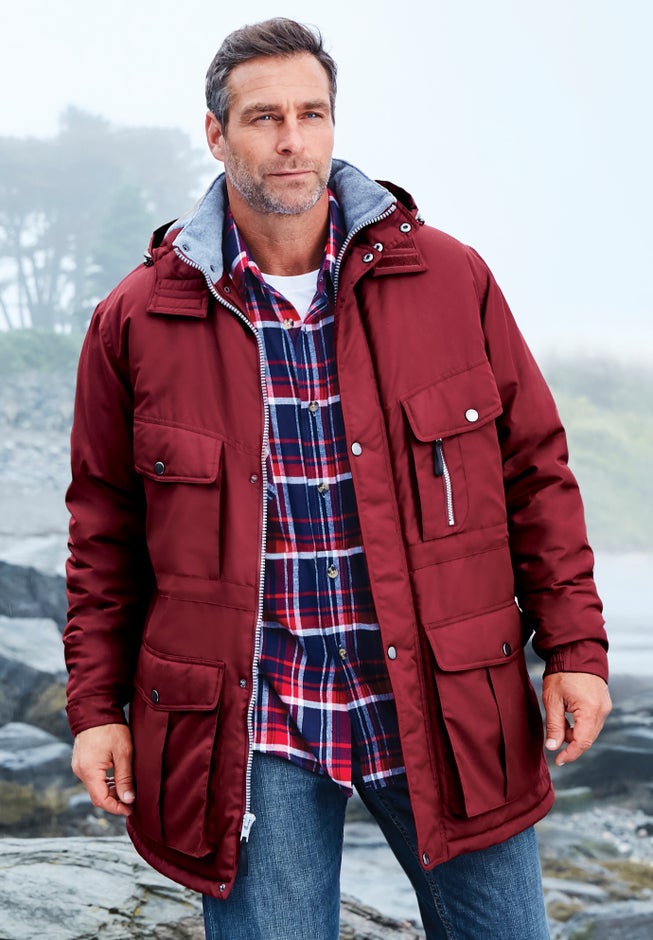 Fleece-Lined Parka with Detachable Hood and Pockets