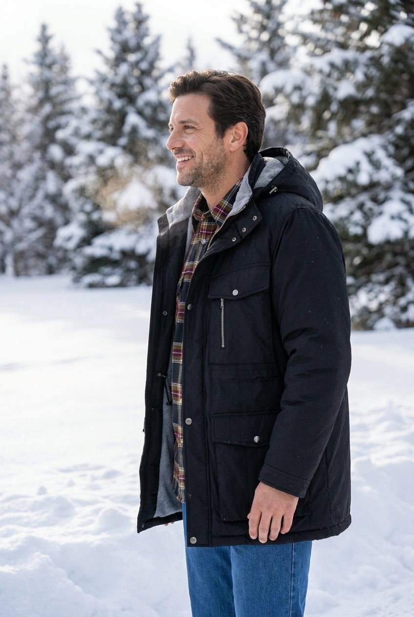 Fleece-Lined Parka with Detachable Hood and 6 Pockets image number 2
