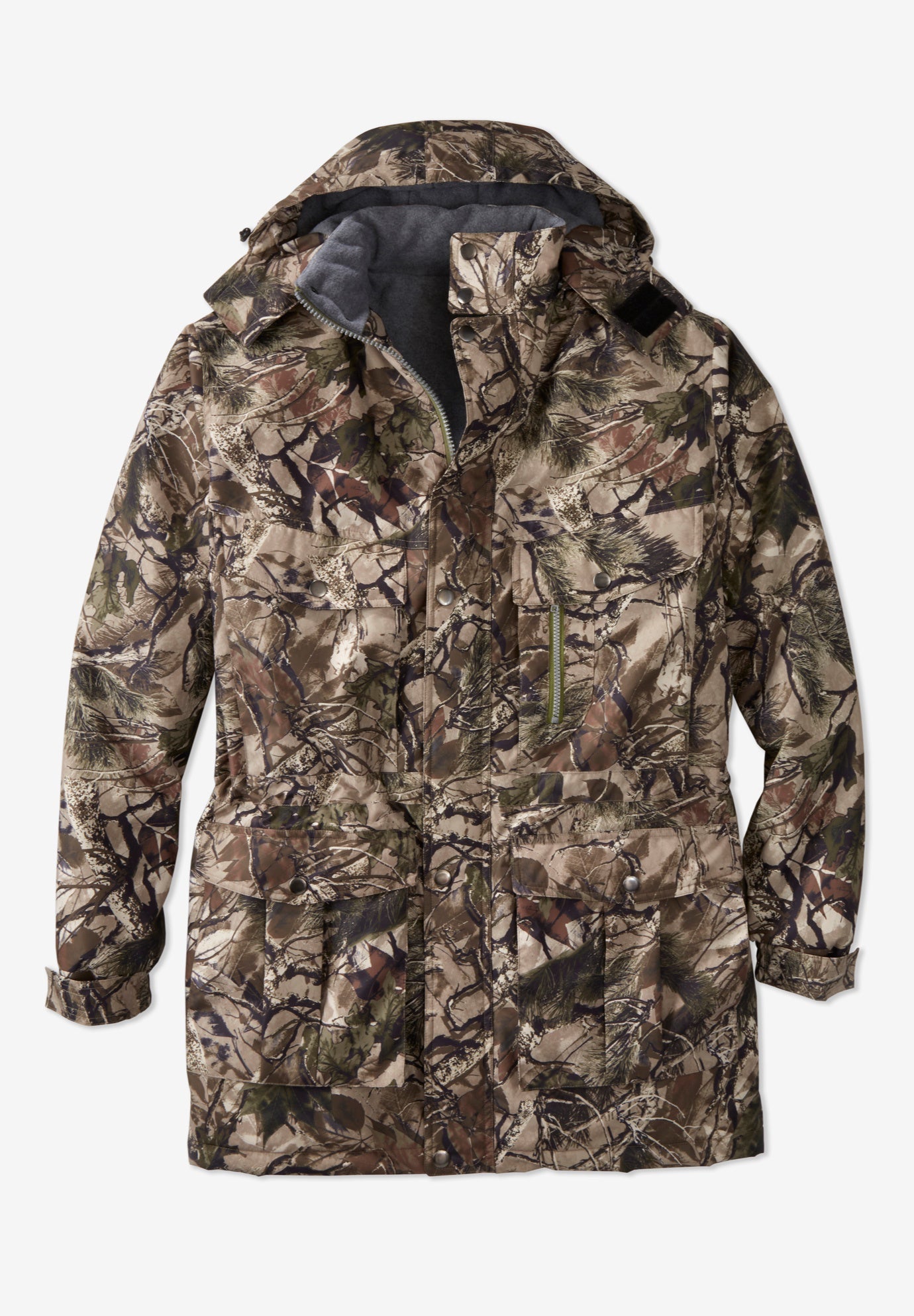 Fleece-Lined Parka with Detachable Hood and 6 Pockets image number 0