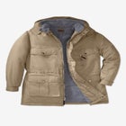 Fleece-Lined Parka with Detachable Hood and 6 Pockets image number null