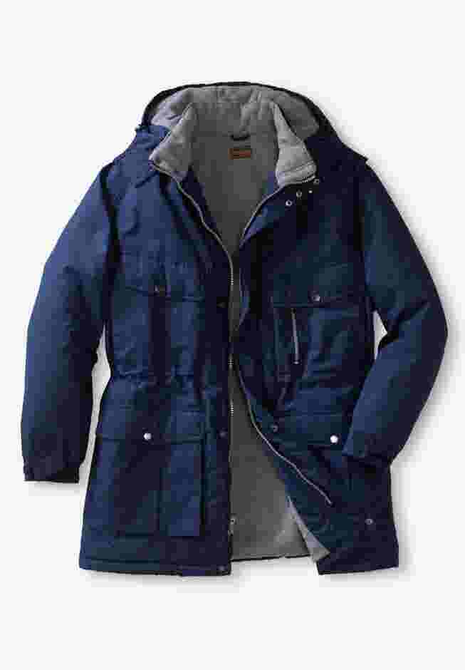 Fleece-Lined Parka with Detachable Hood and 6 Pockets image number 0