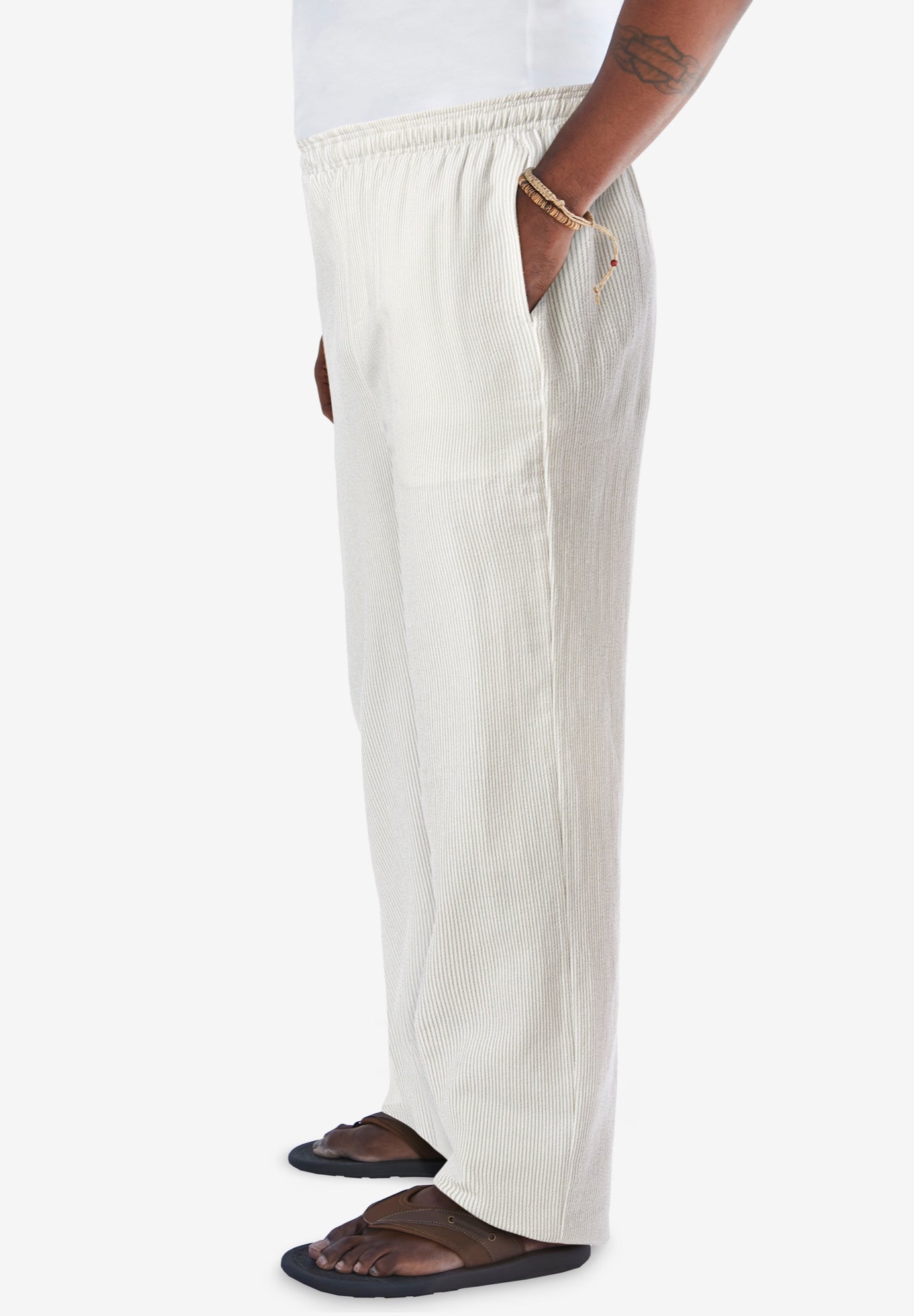 Elastic Waist Gauze Cotton Pants image number 1