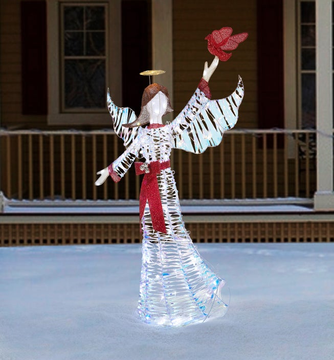 56"H Pre-lit Angel with Cardinal image number 0