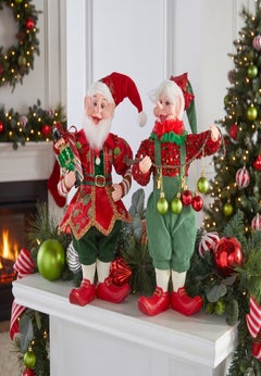 16"H Elf With Ornament Garland