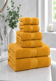 BH Studio 6-Piece 100% Cotton Bath Towel Set, 550 GSM