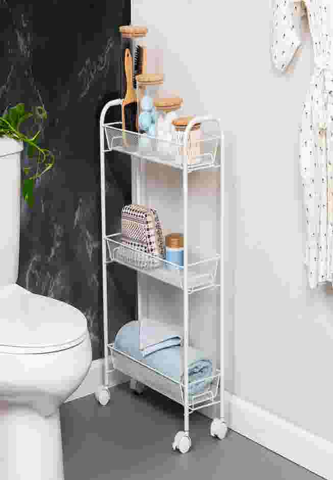 3-Basket Slim Rolling Wire Cart image number 1