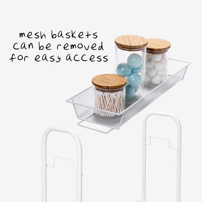 3-Basket Slim Rolling Wire Cart image number 2