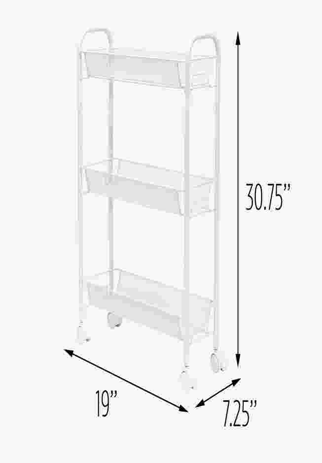 3-Basket Slim Rolling Wire Cart image number 4