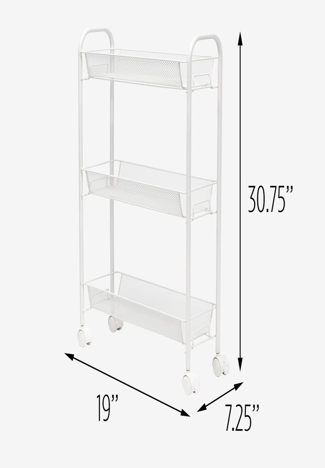 3-Basket Slim Rolling Wire Cart image number 4