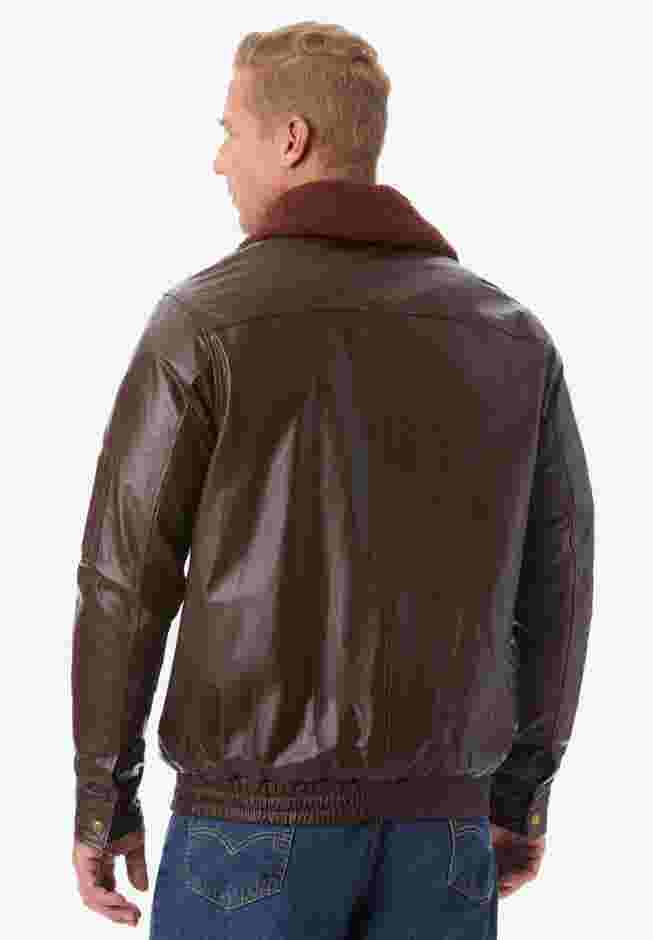 Leather Flight Bomber Jacket image number 1