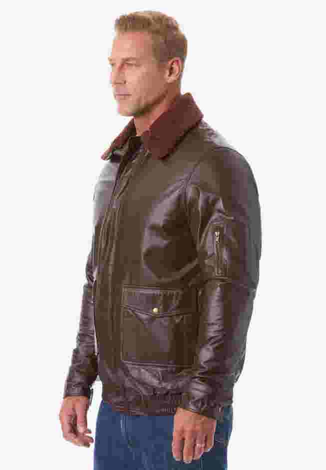 Leather Flight Bomber Jacket image number 2