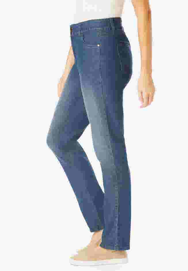 Secret Solutions&trade; Tummy Smoothing Straight-Leg Stretch Denim Jeans image number 2
