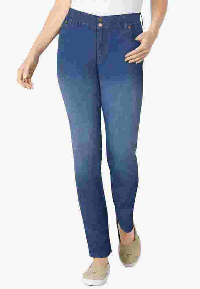 Secret Solutions&trade; Tummy Smoothing Straight-Leg Stretch Denim Jeans image number 5