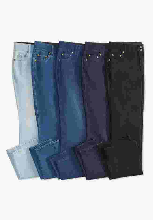 Secret Solutions&trade; Tummy Smoothing Straight-Leg Stretch Denim Jeans image number 6