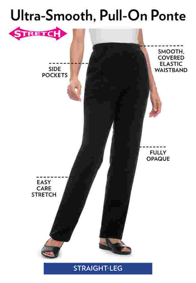 Women's Plus-Size Straight-Leg Stretch Ponte-Knit Pull-On Pants image number 4