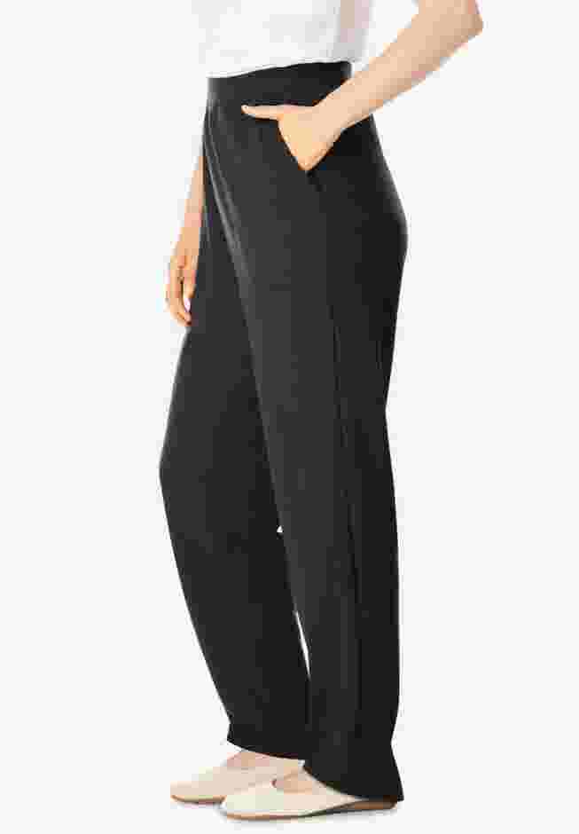 Women's Plus-Size Straight-Leg Stretch Ponte-Knit Pull-On Pants image number 2