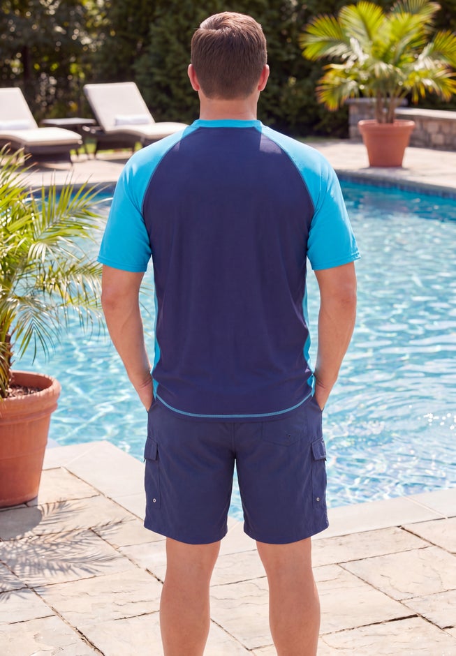 Cling-Free Raglan Short Sleeve Swim Shirt image number 3