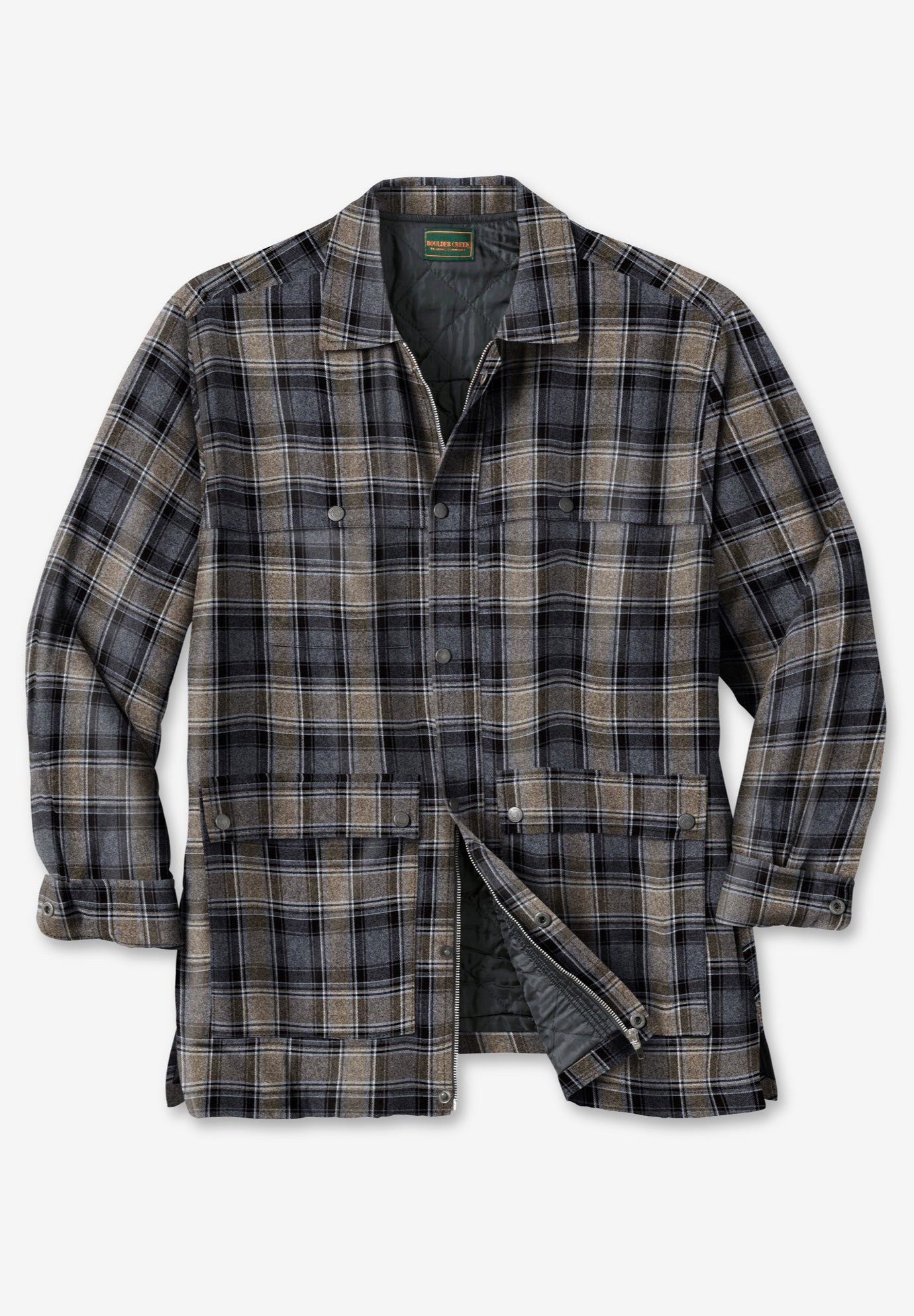 Flannel Full Zip Snap Closure Renegade Shirt Jacket image number 0
