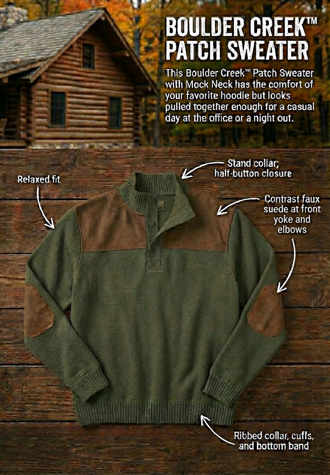 Patch Sweater with Mock Neck image number 1