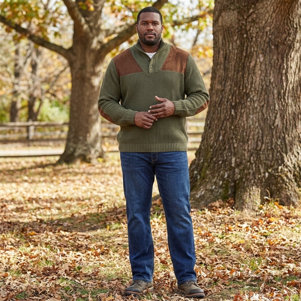 Patch Sweater with Mock Neck image number 0