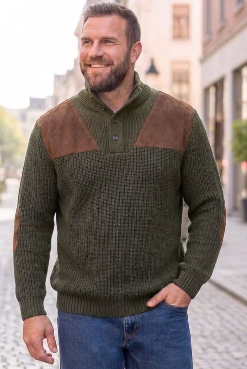 Patch Sweater with Mock Neck image number 0