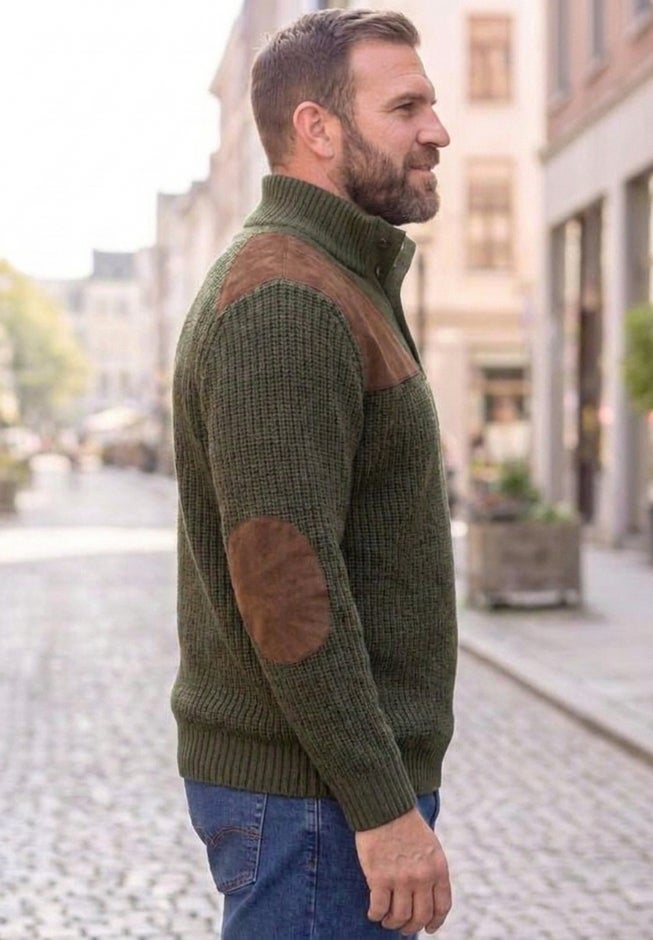 Patch Sweater with Mock Neck image number 1
