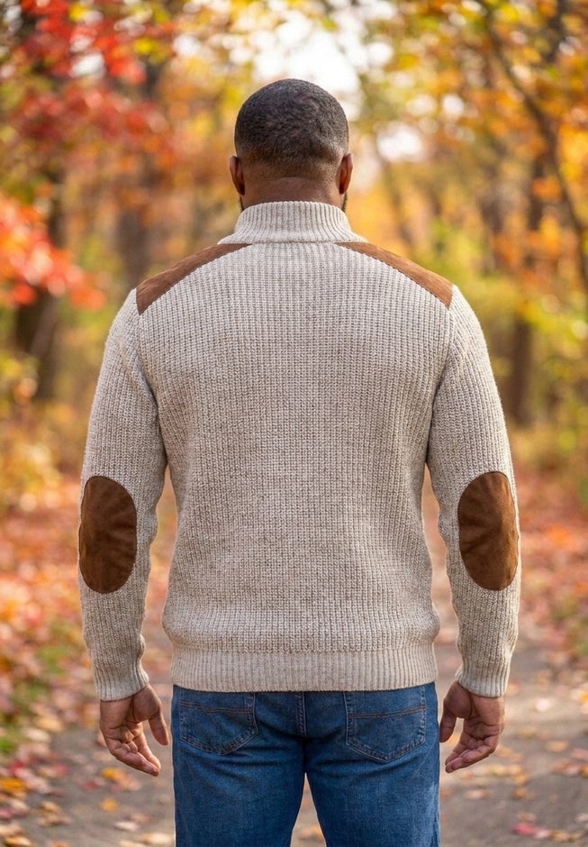 Patch Sweater with Mock Neck image number 3