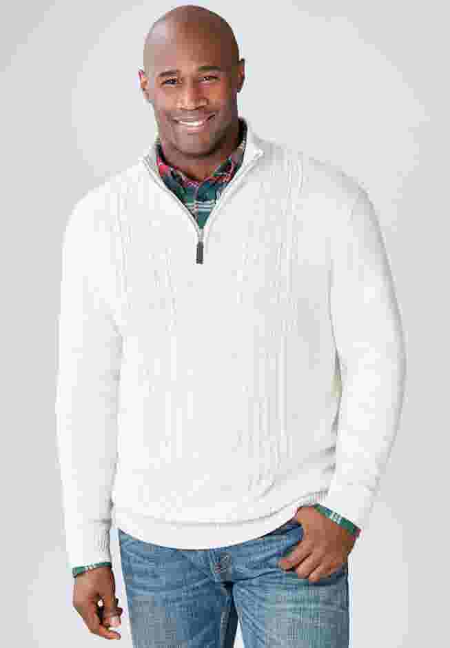 Shoreman's Quarter Zip Cable Knit Sweater image number 1