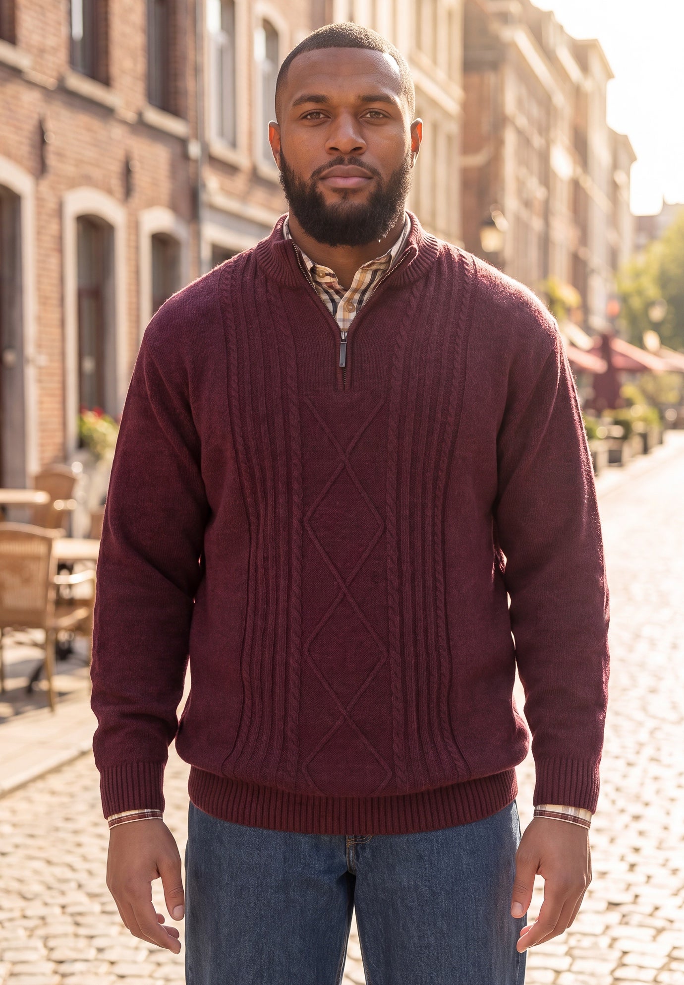 Shoreman&rsquo;s Quarter Zip Cable Knit Sweater image number 0