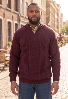 Shoreman&rsquo;s Quarter Zip Cable Knit Sweater