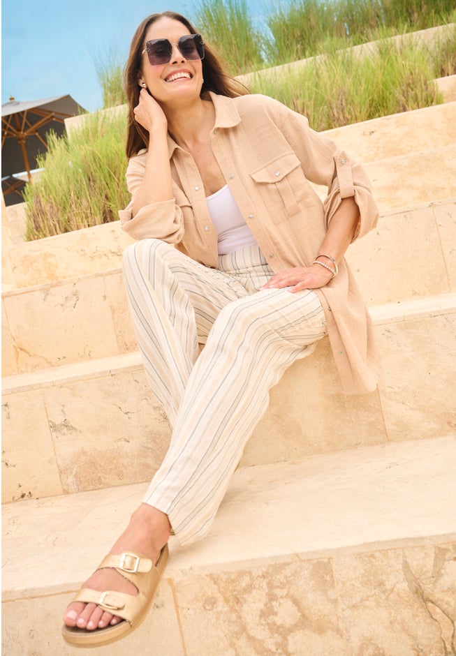 Straight Leg Linen Pant image number 3