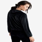 Stretch Velour Zip Front Long Sleeve Jacket With Hood image number null