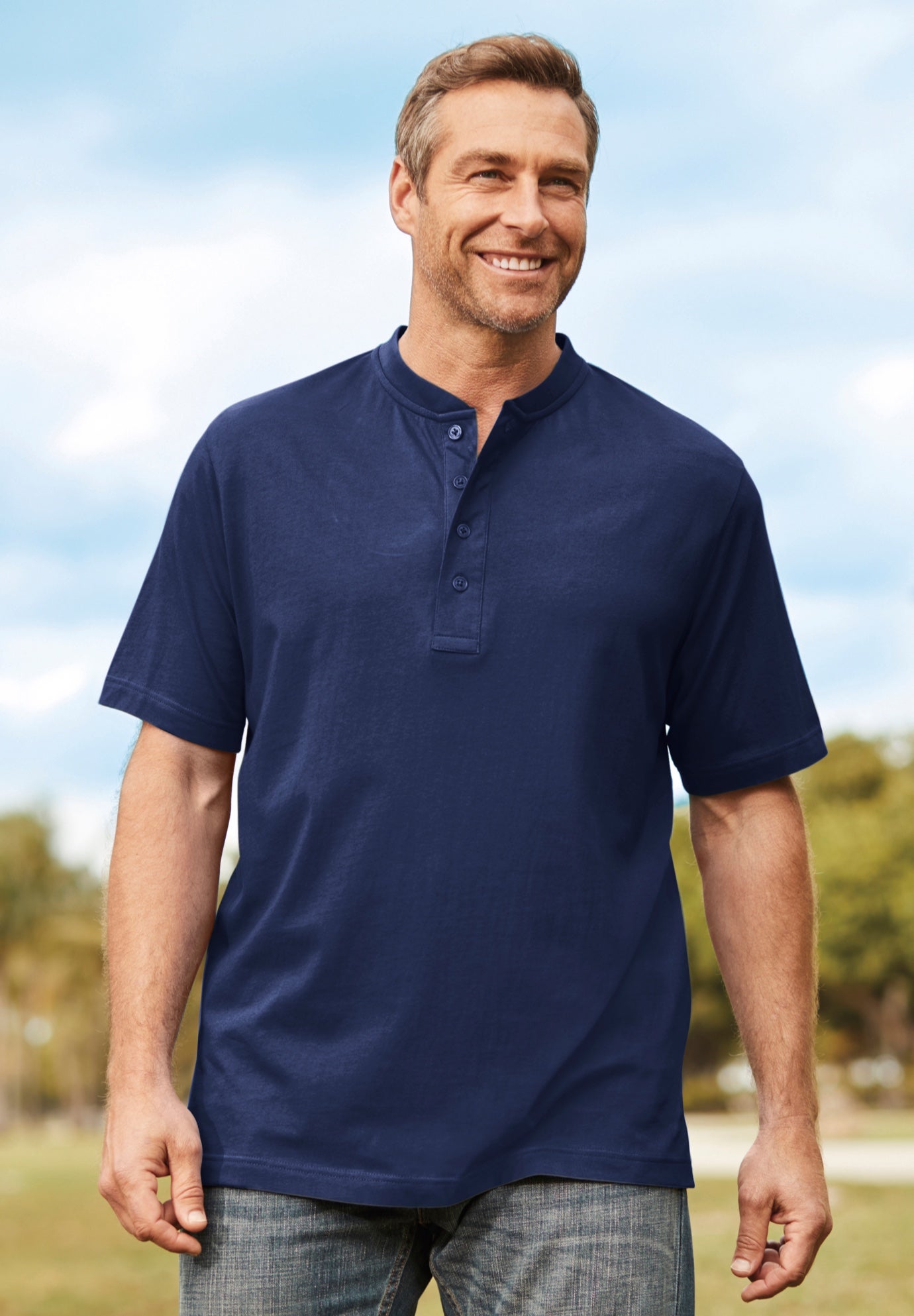 Shrink-Less&trade; Lightweight Henley T-Shirt image number 0