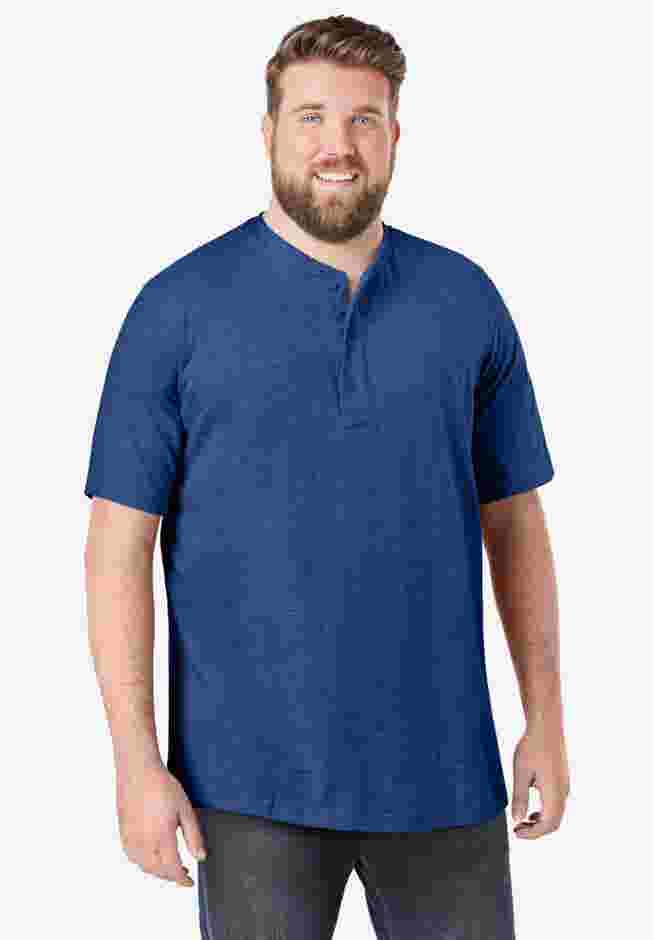 Shrink-Less Lightweight Henley T-Shirt image number 0