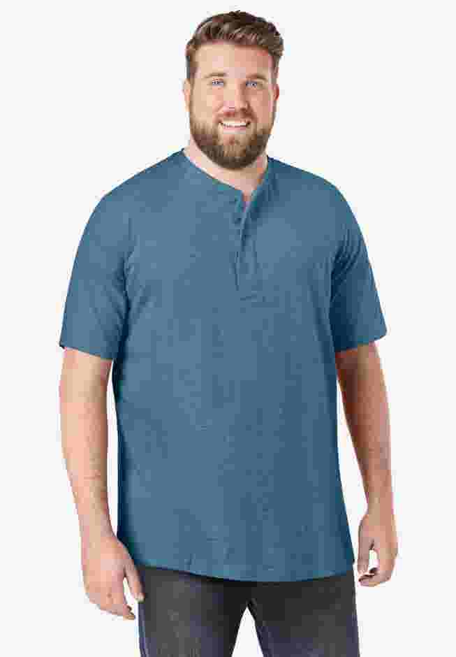 Shrink-Less Lightweight Henley T-Shirt image number 0