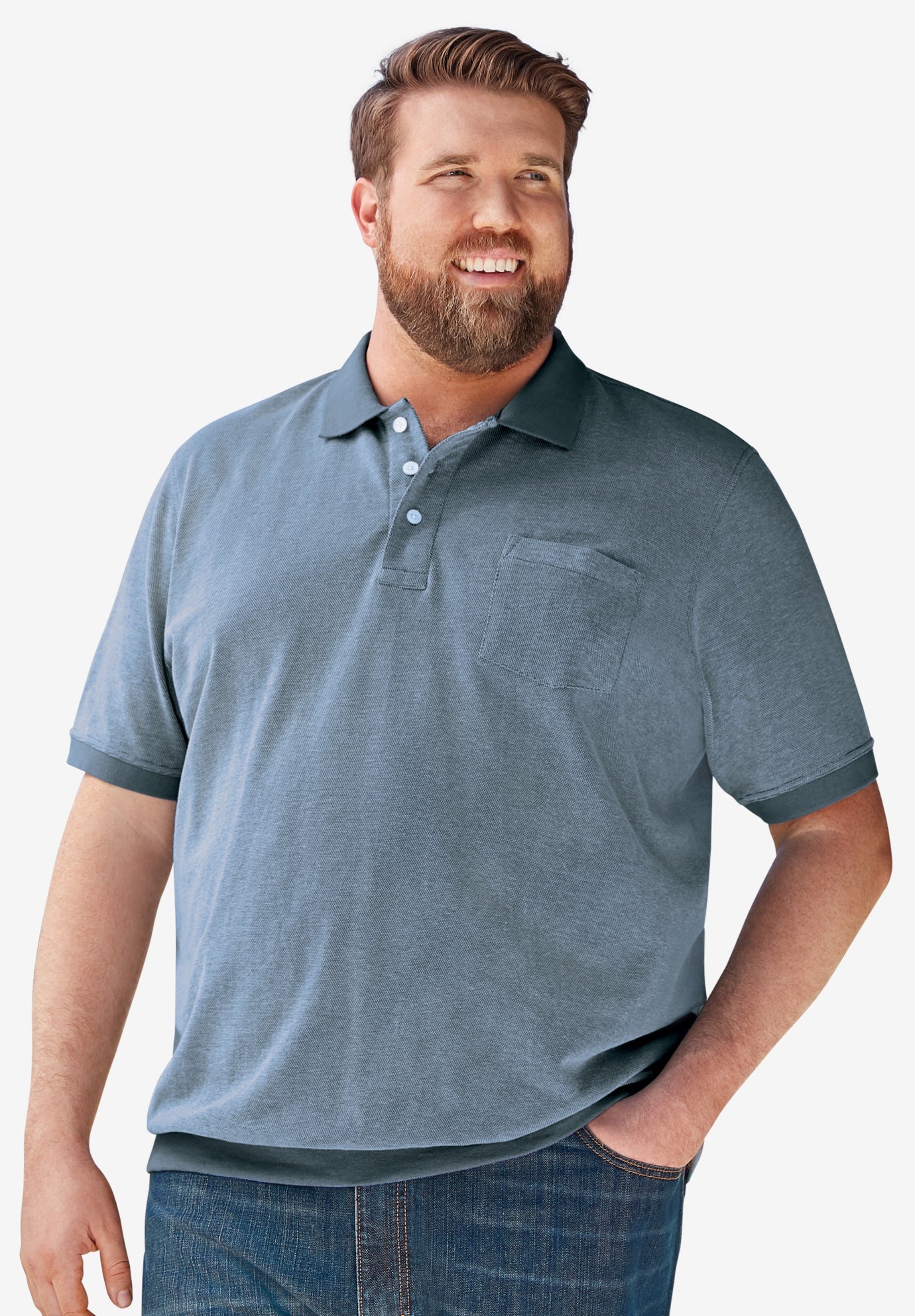 No Tuck Pocket Shrink-Less™ Cotton Polo Shirt image number 2