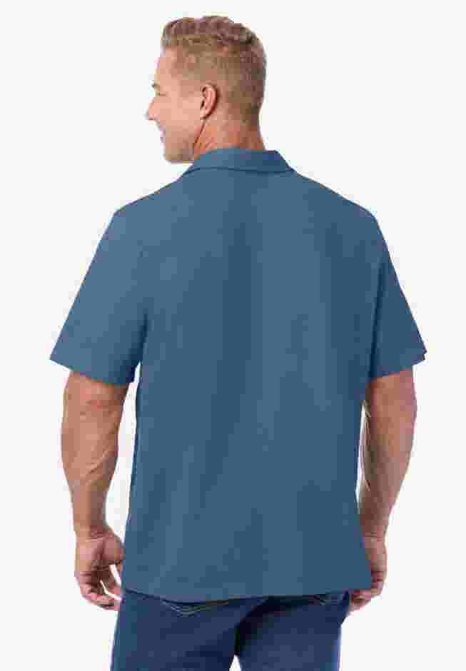 Lightweight Stretch Mesh Piqué Button Down Shirt image number 1