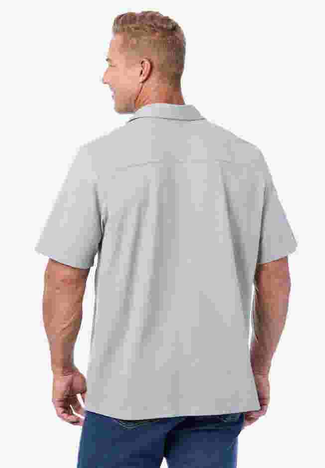 Lightweight Stretch Mesh Piqué Button Down Shirt image number 1