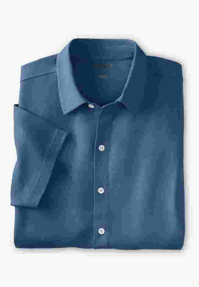 Lightweight Stretch Mesh Piqué Button Down Shirt image number 0