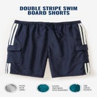 10" Double Stripe Swim Board Shorts image number null