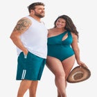 10" Double Stripe Swim Board Shorts image number null