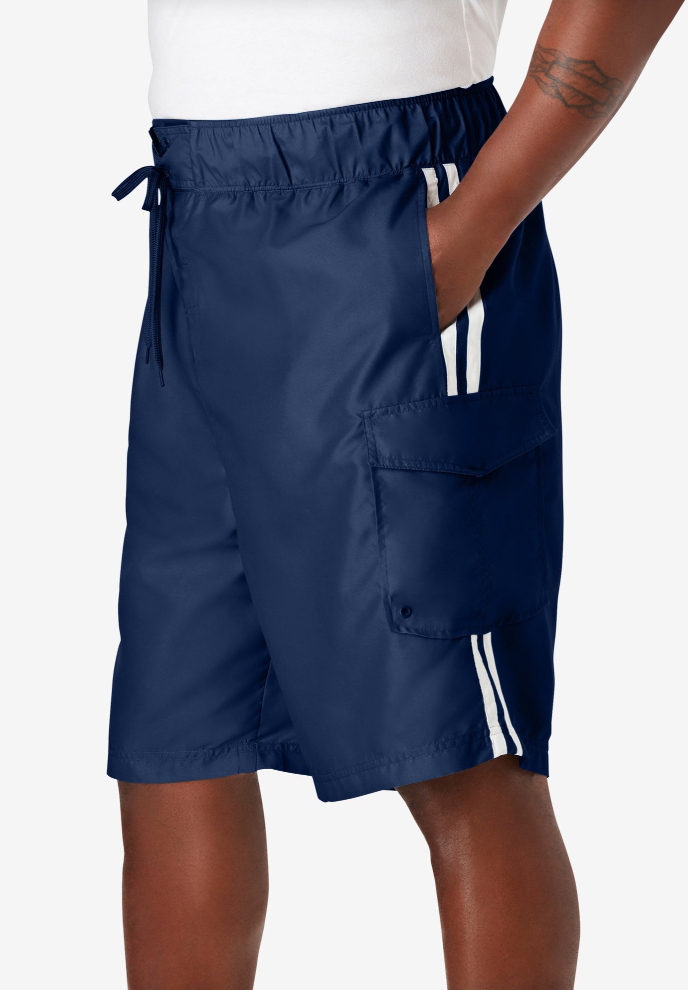 10" Double Stripe Swim Board Shorts image number 0