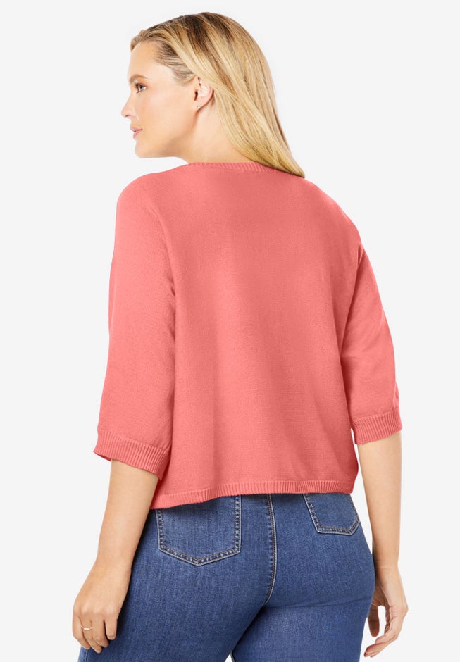 Rib Trim Cardigan Shrug image number 1