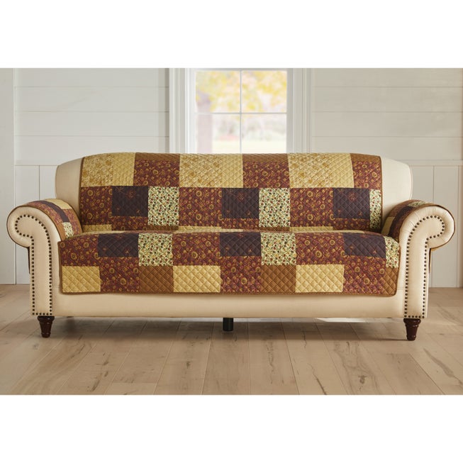 Printed Faux Patchwork Sofa Protector image number null