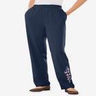 7-Day Knit Embroidered Straight-Leg Pull-On Pants image number null