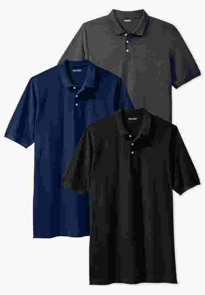 3-Pack Longer-Length Cotton Polos image number 0