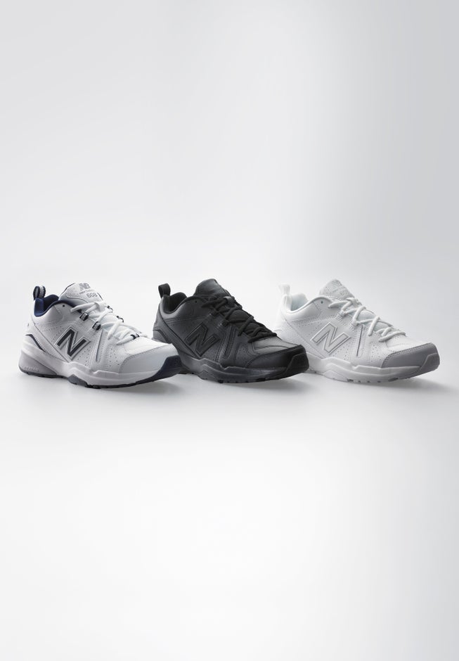 New Balance® 608V5 Shock-Absorbing Sneakers, White Navy Leather