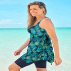 Longer-Length Handkerchief Hem Tankini Top image number null