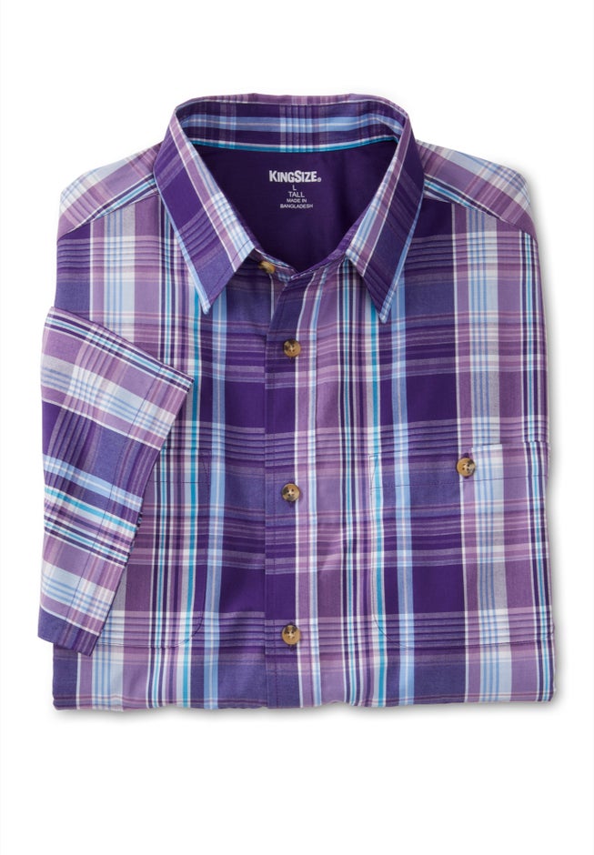 Plaid Wrinkle-Resistant Short Sleeve Button Down image number 1